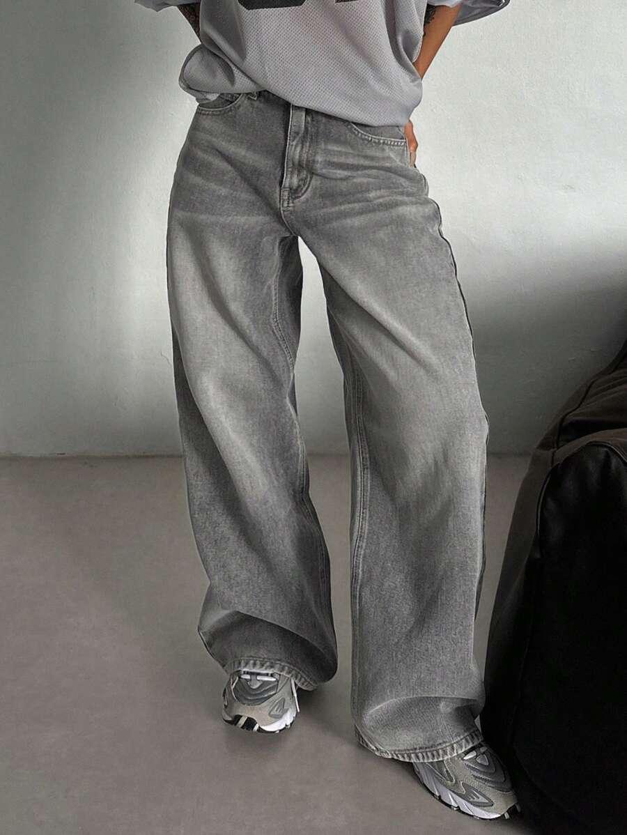 DAZY SZARE SPODNIE JEANS SZEROKIE NOGAWKI S06__M