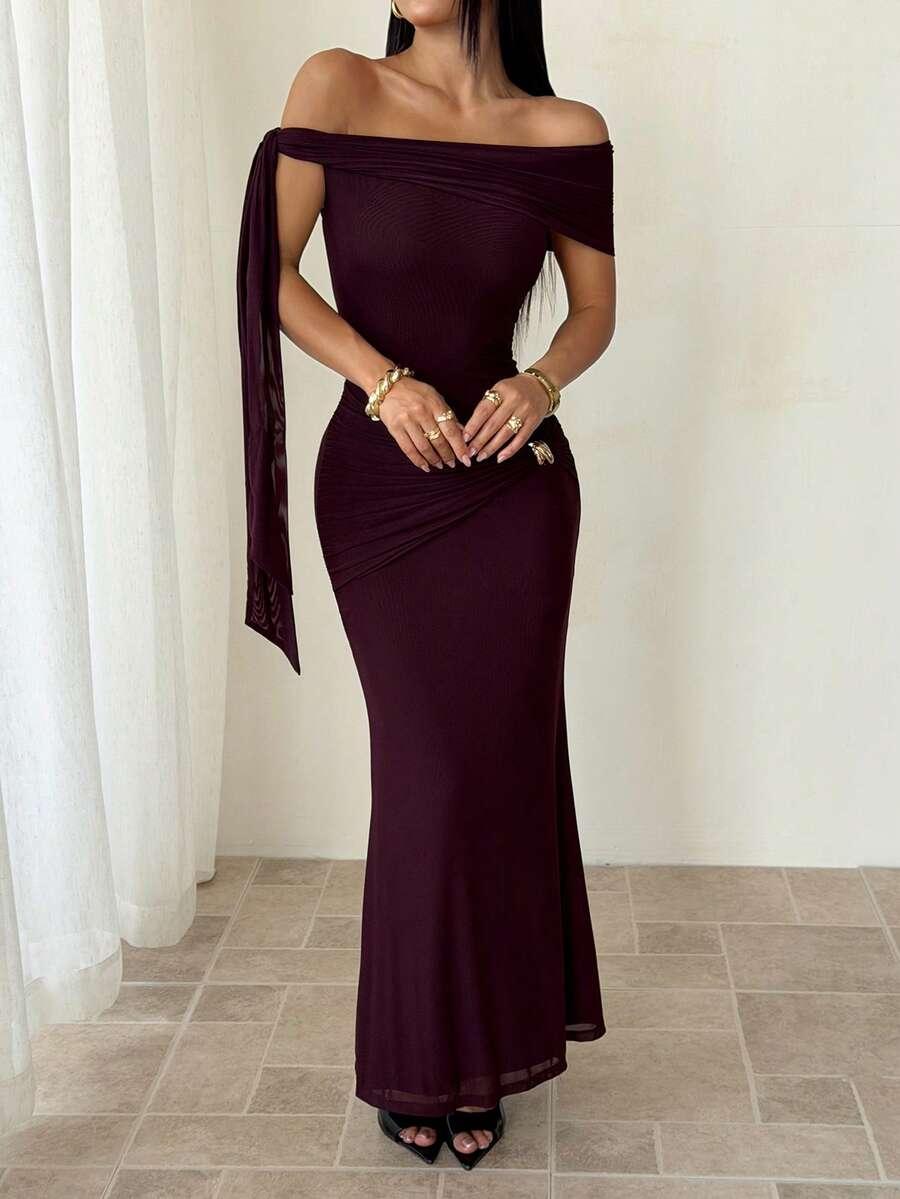 SHEIN BORDOWA MAXI SUKIENKA S06__S