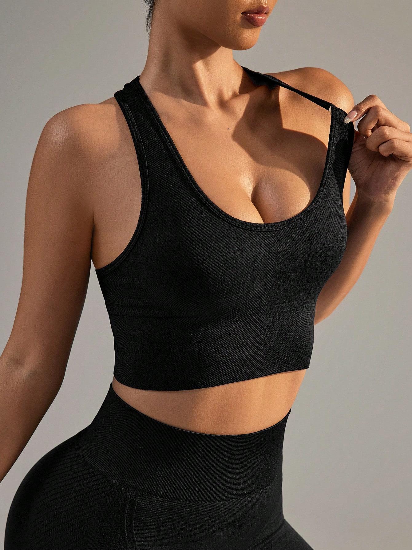 SHEIN CZARNY SPORTOWY BIUSTONOSZ S06__M