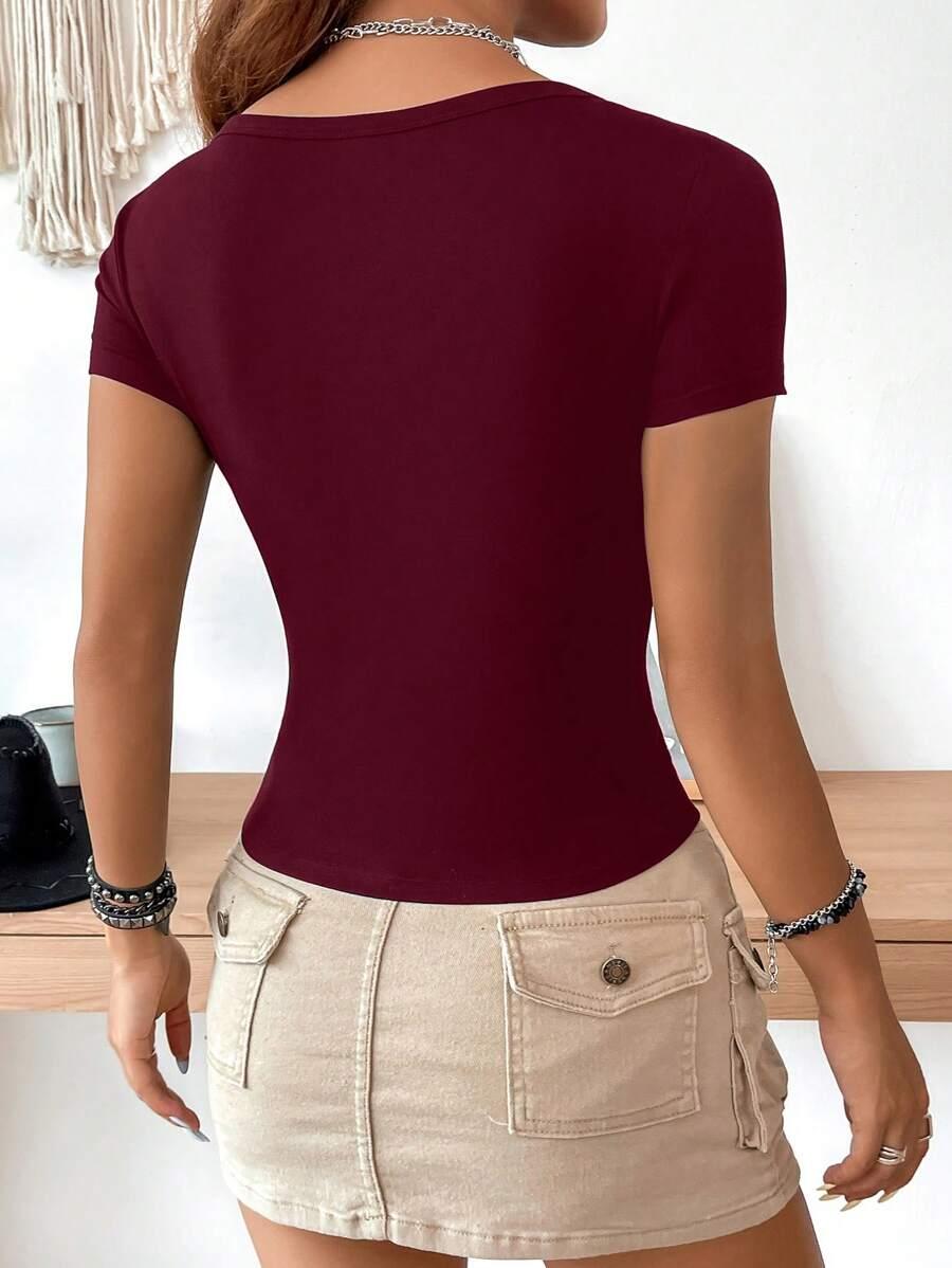 SHEIN BORDOWY GŁADKI TOP S06__S