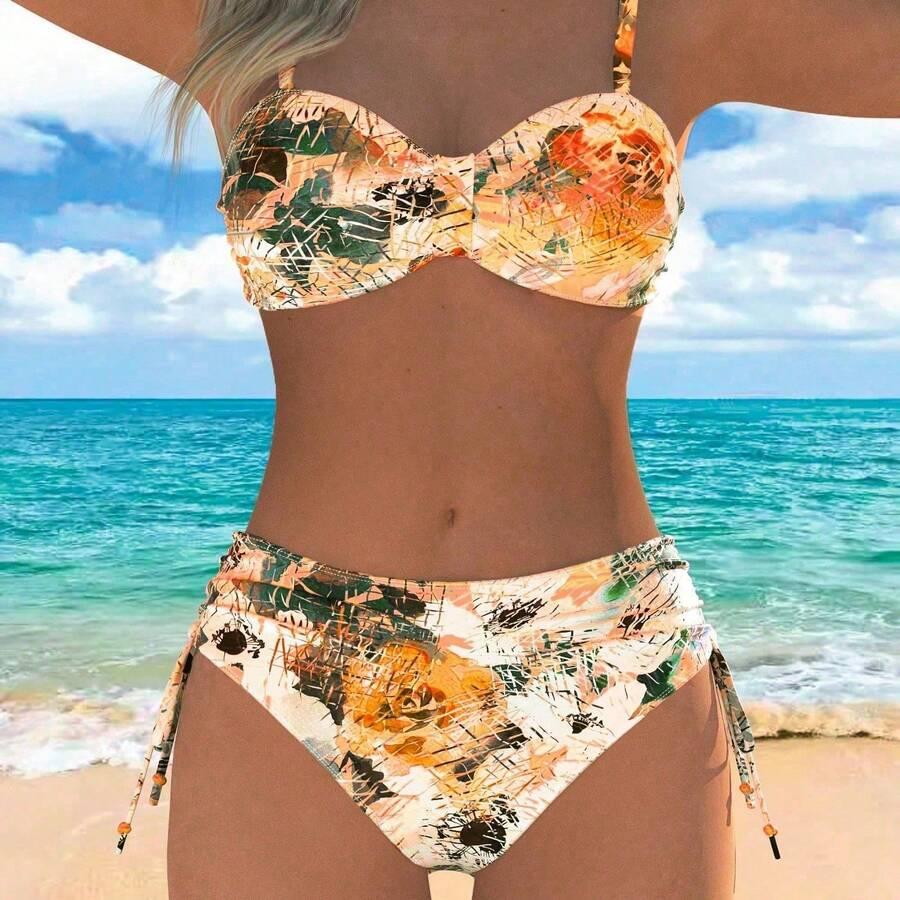 SHEIN DWUCZĘŚCIOWY STRÓJ KĄPIELOWY PRINT S09__XL