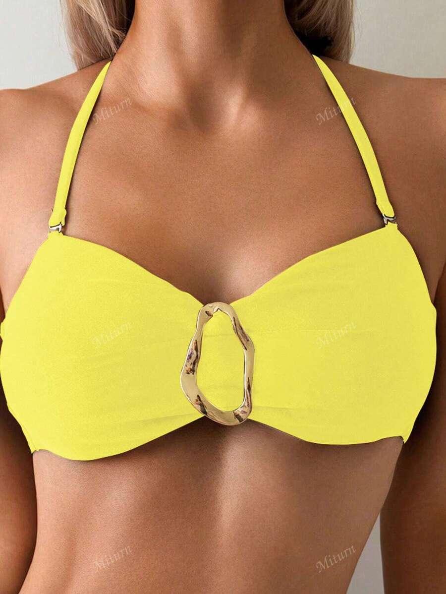 SHEIN ŻÓŁTY DWUCZĘŚCIOWY STRÓJ KĄPIELOWY S09__S