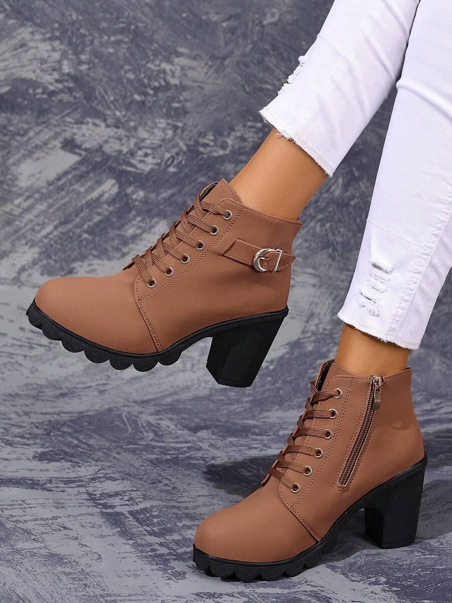 SHEIN BRĄZOWE BOTKI ZAMEK W01__39