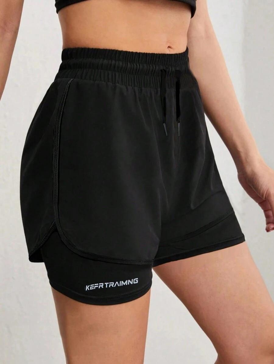 SHEIN CZARNE SPODENKI SPORTOWE S06__L