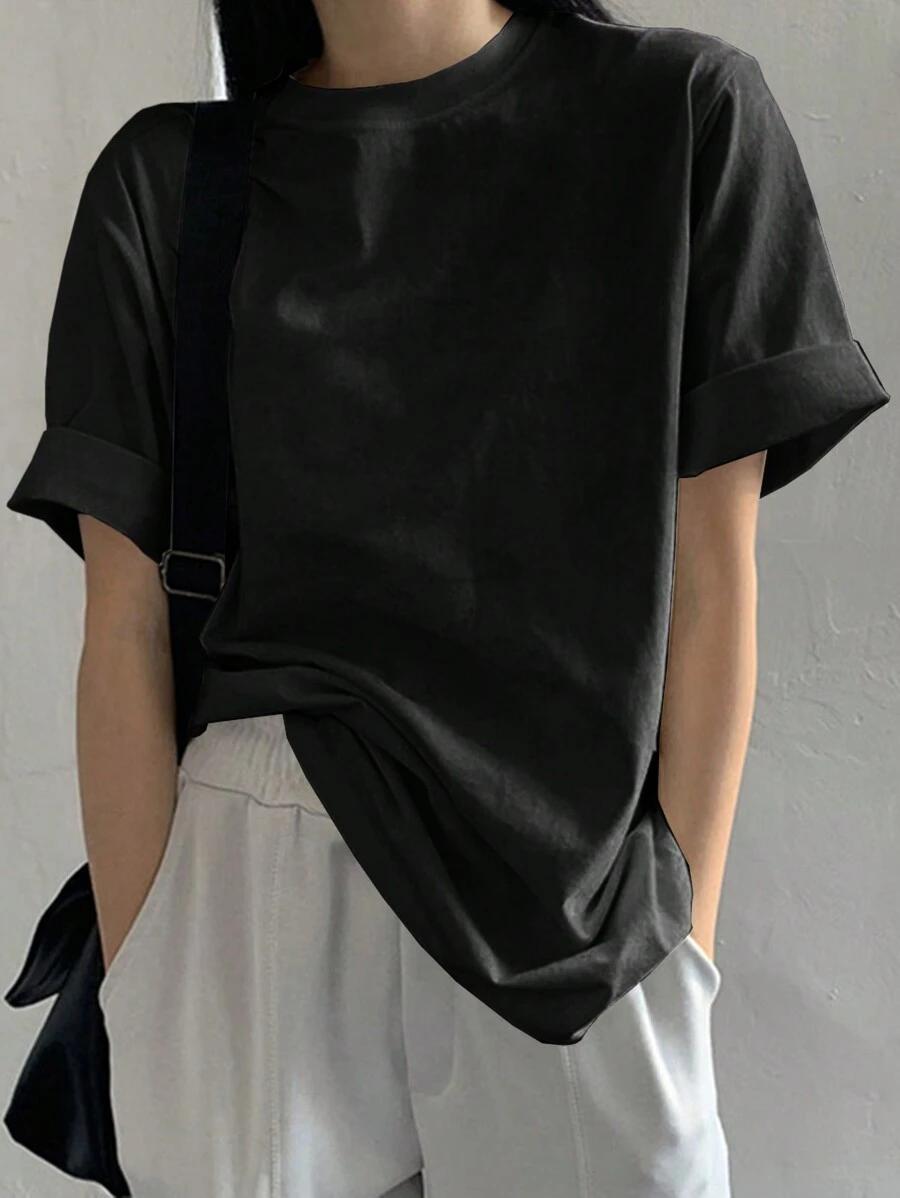 SHEIN CZARNA BLUZKA KRÓTKI RĘKAW S06__XL