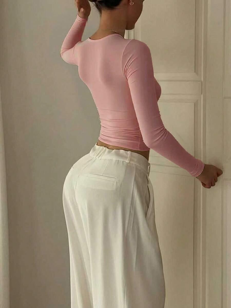SHEIN RÓŻOWA BLUZKA DEKOLT S06__S