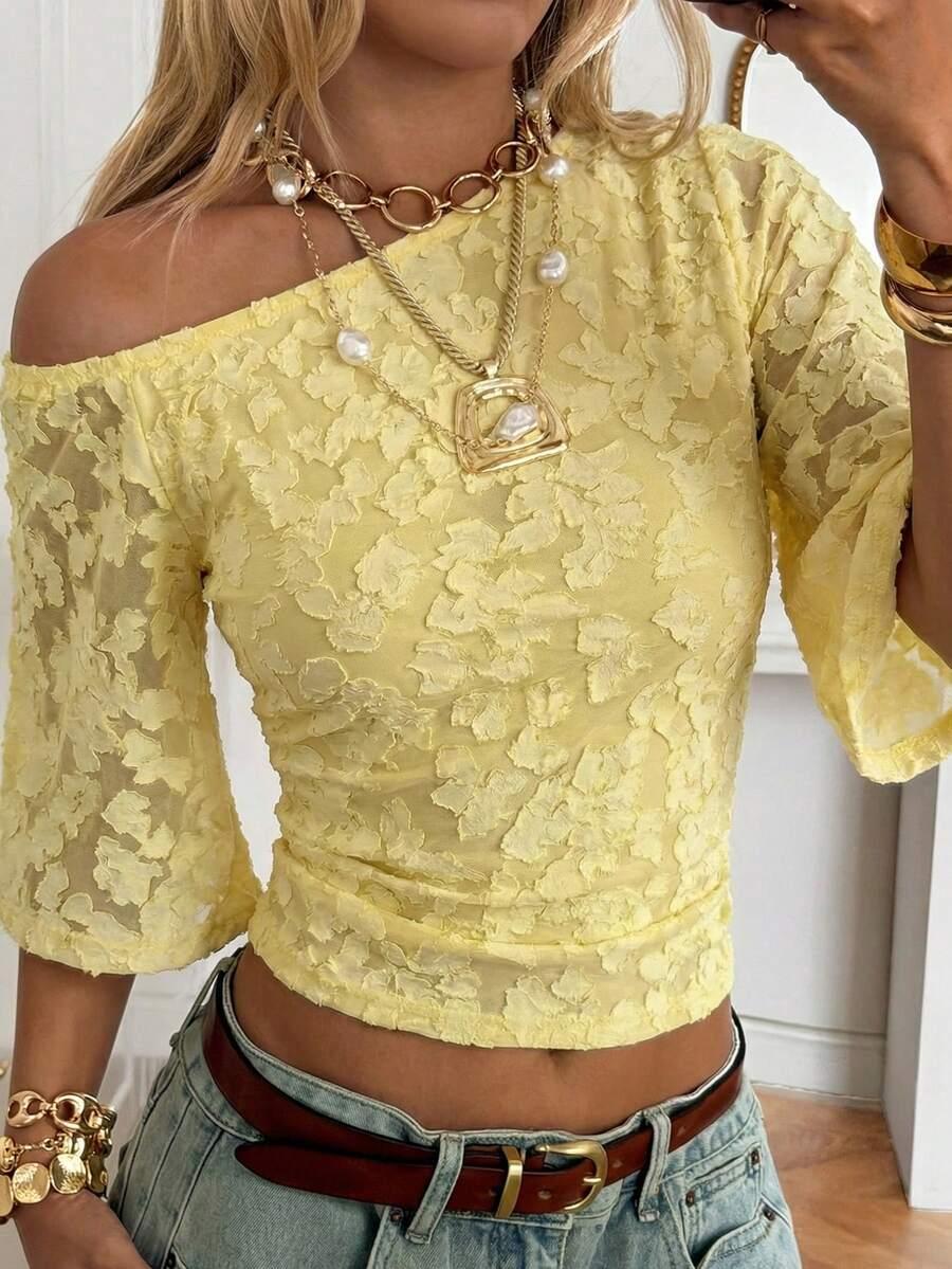 SHEIN ŻÓŁTA BLUZKA KRÓTKI RĘKAW PK01__XS