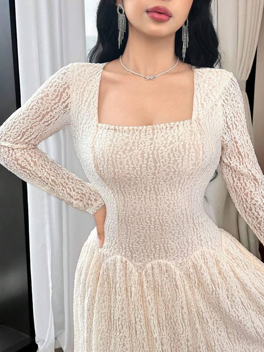 SHEIN KREMOWA MAXI SUKIENKA
