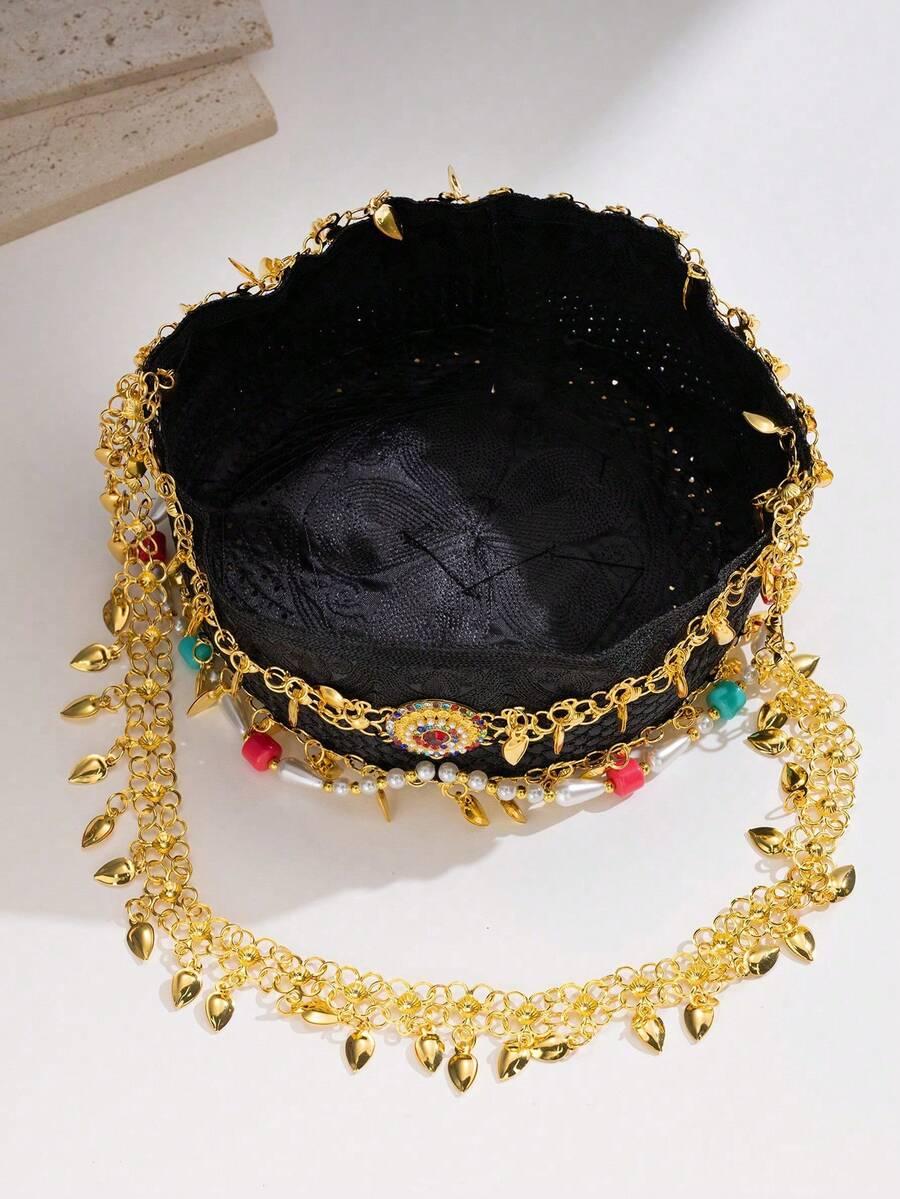 HERSEYGOLD CZARNA CZAPKA ZDOBIENIE S07