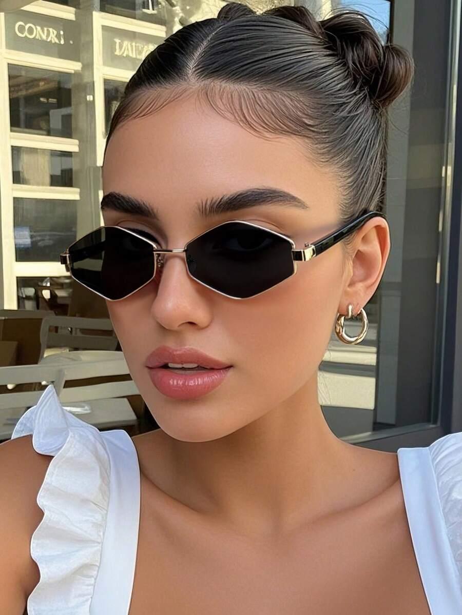 SHEIN ZŁOTE OKULARY PRZECIWSŁONECZNE S07