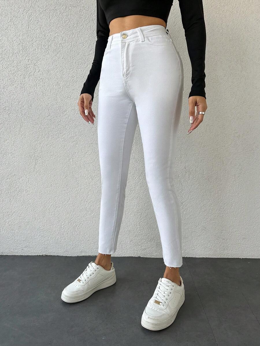 SHEIN BIAŁE SPODNIE JEANS RURKI S06__M