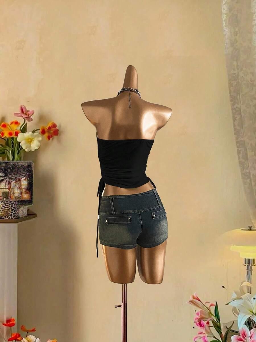 SHEIN CZARNY TOP ODKRYTE RAMIONA S06__XXS