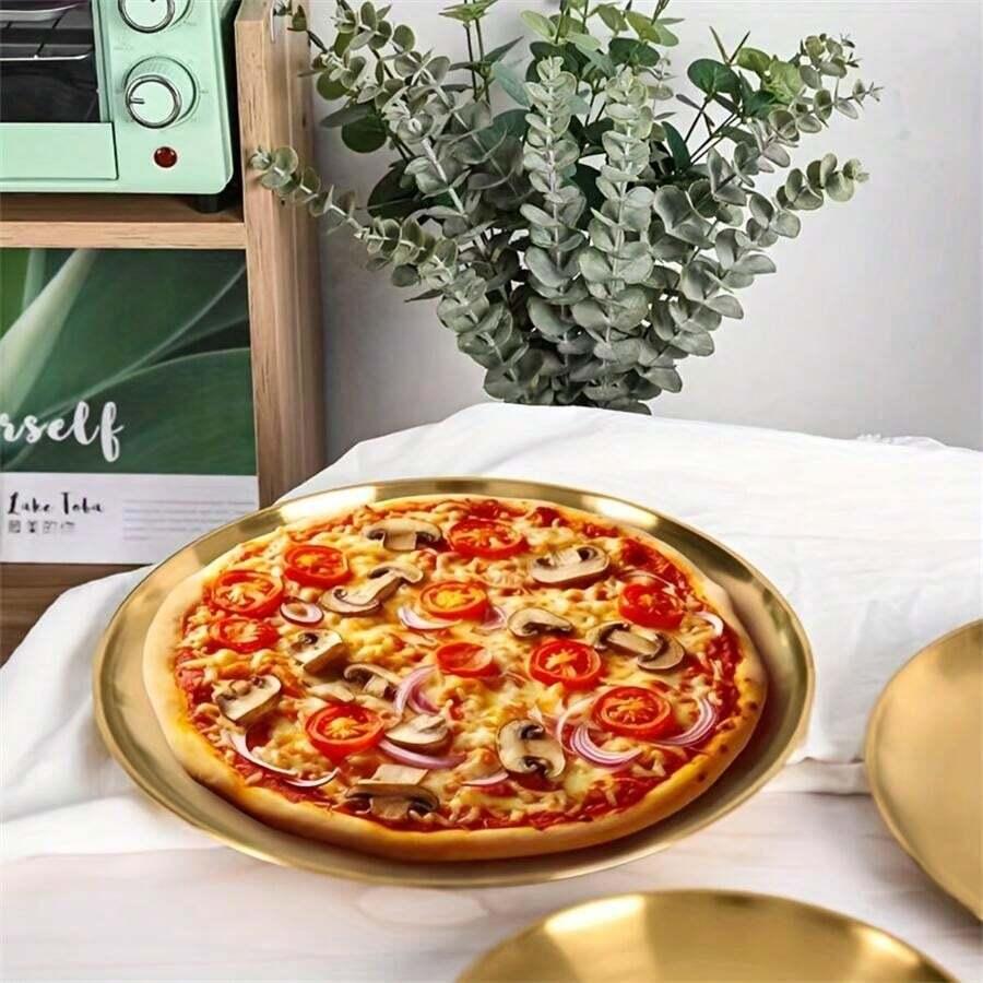 SHEIN ZŁOTA TACA DESEROWA ZE STALI NIERDZEWNEJ S07__30CM
