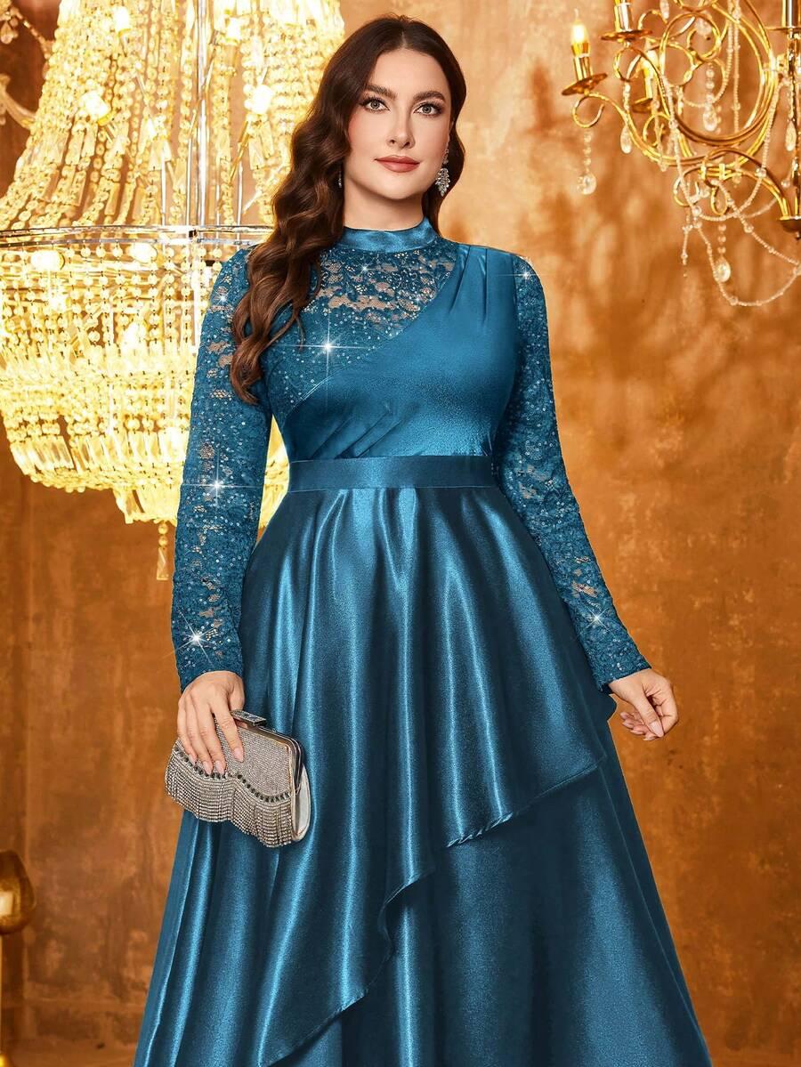 SHEIN NIEBIESKA MAXI SUKIENKA S06__50