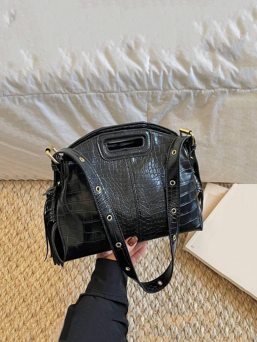 SHEIN CZARNA TOREBKA IMITACJA SKÓRY S07__26X20CM