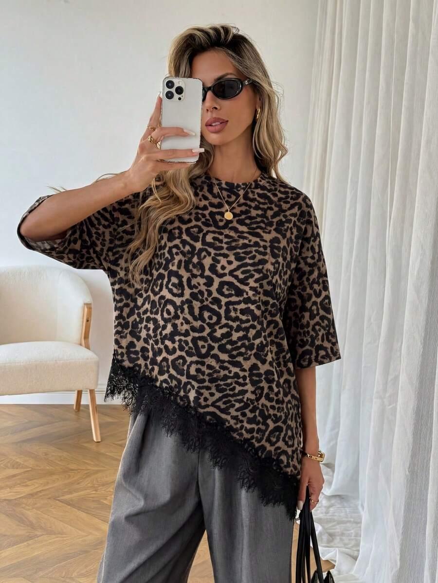 SHEIN ASYMETRYCZNA BLUZKA ANIMAL PRINT S06__M