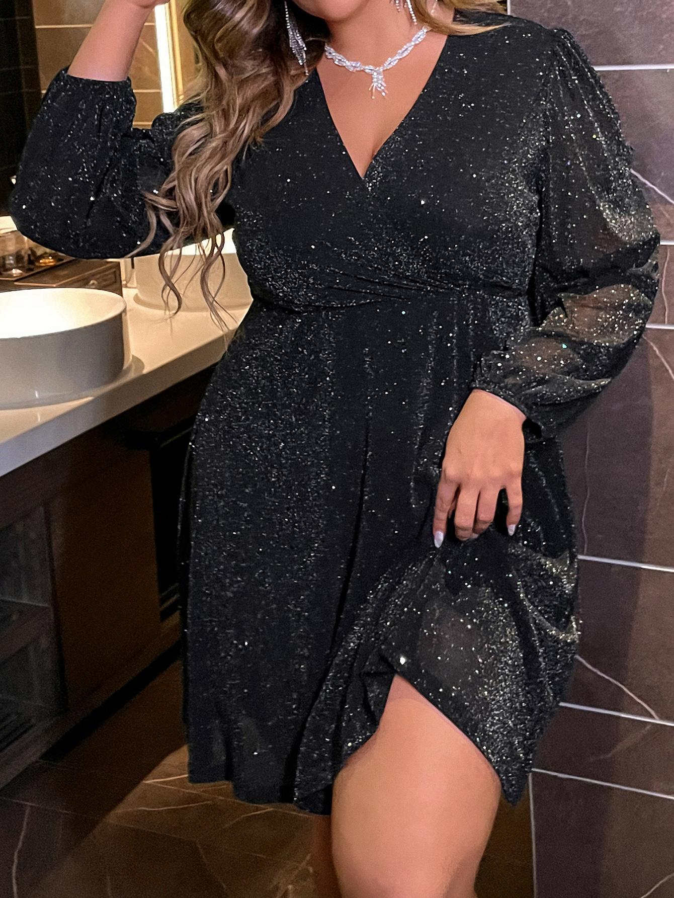 SHEIN CZARNA MINI SUKIENKA DŁUGI RĘKAW S09__48