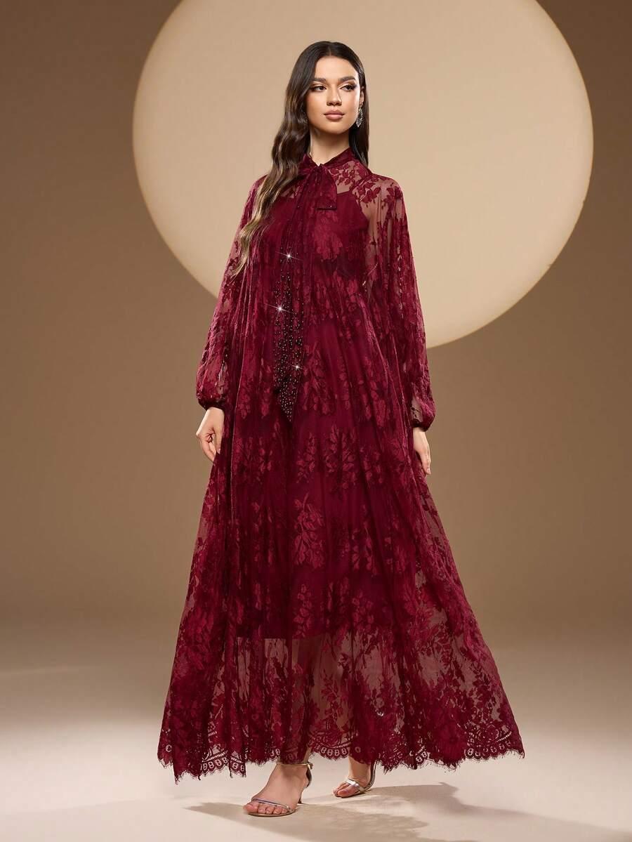 SHEIN BORDOWA MAXI SUKIENKA S06__L