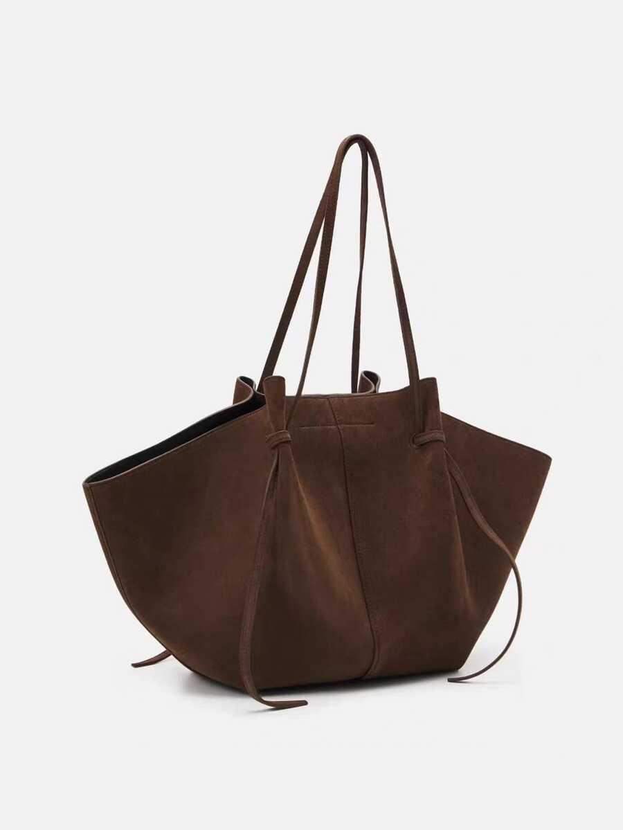 SHEIN BRĄZOWA TOREBKA IMITACJA ZAMSZU S07__30X31CM