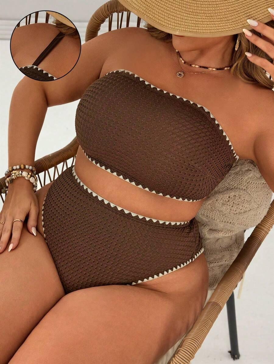 SHEIN BRĄZOWY DWUCZĘŚCIOWY STRÓJ KĄPIELOWY S09__46