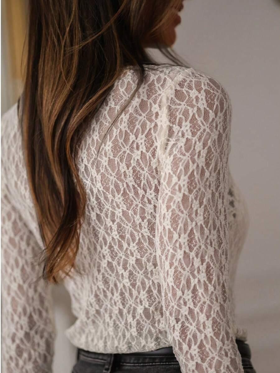 SHEIN BIAŁA BLUZKA SIATECZKA S06__M