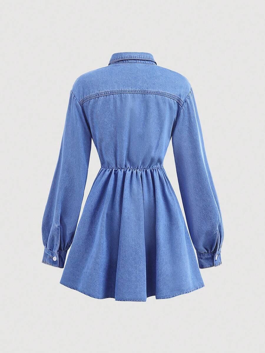SHEIN JEANSOWA SUKIENKA KRAWAT KOMPLET S06__140