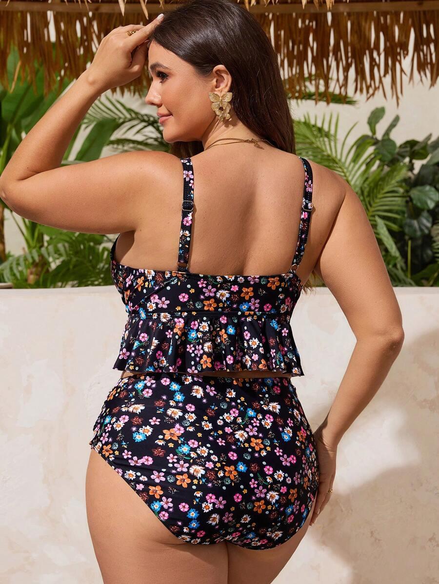 SHEIN DWUCZĘŚCIOWY STRÓJ KĄPIELOWY KWIATY S09__XXL