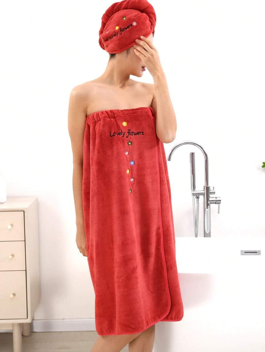 SHEIN CZERWONY RĘCZNIK TURBAN KOMPLET S07__75X135CM