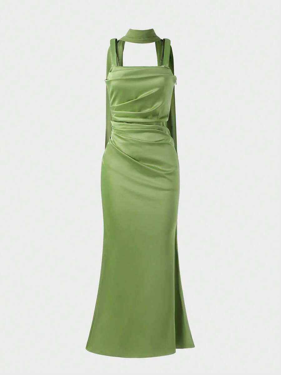 SHEIN ZIELONA MAXI SUKIENKA S06__S