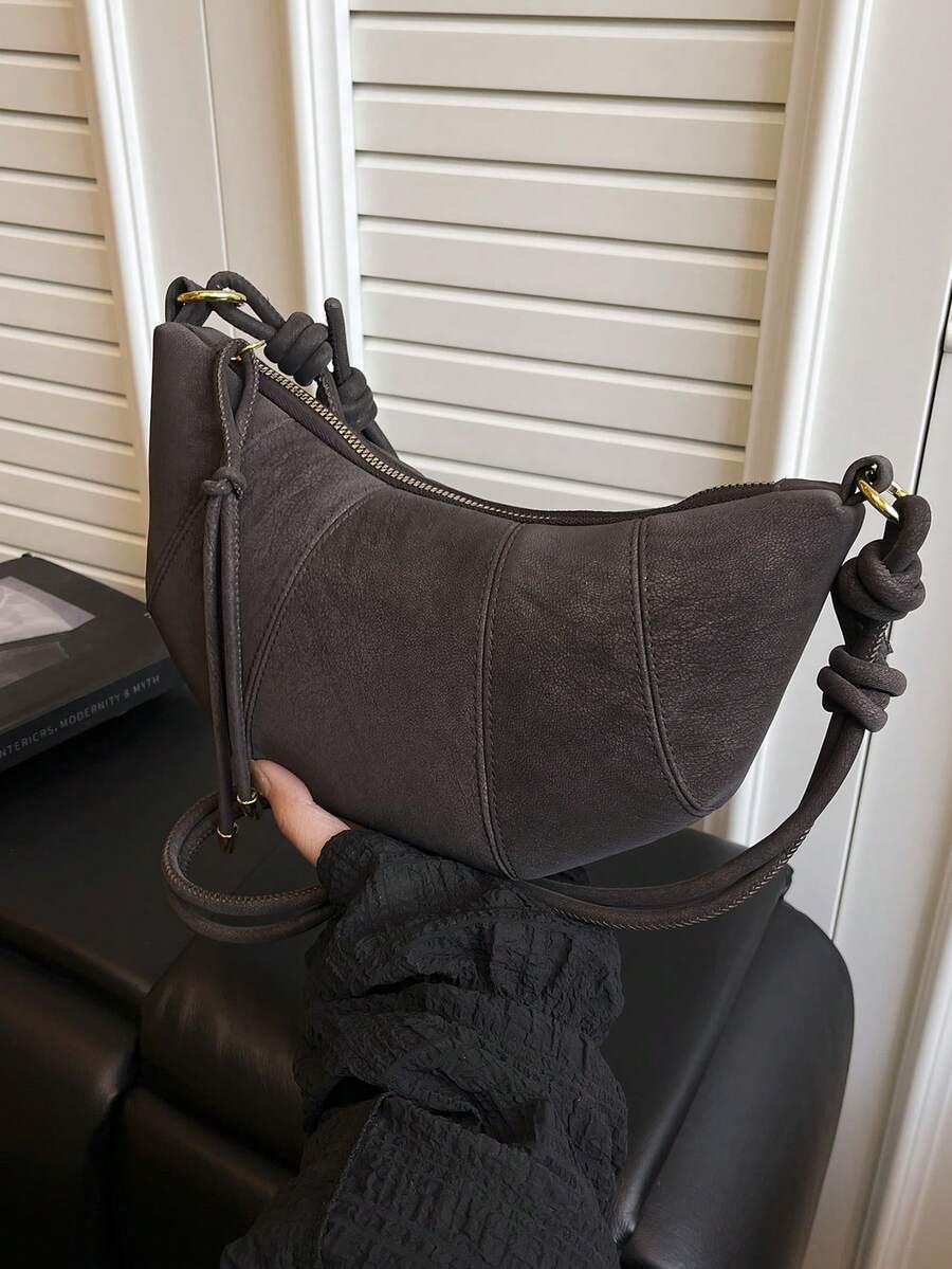 SHEIN BRĄZOWA TOREBKA IMITACJA ZAMSZU S07__15X26CM