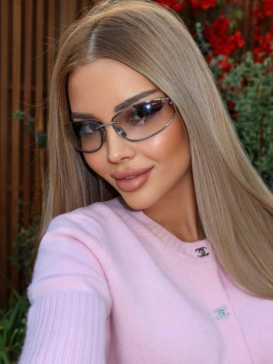 SHEIN OKULARY ZERÓWKI SREBRNE OPRAWKI S07__