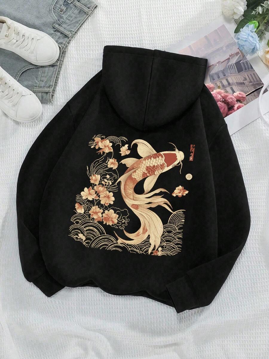 SHEIN CZARNA BLUZA KAPTUR NADRUK S06__XXL