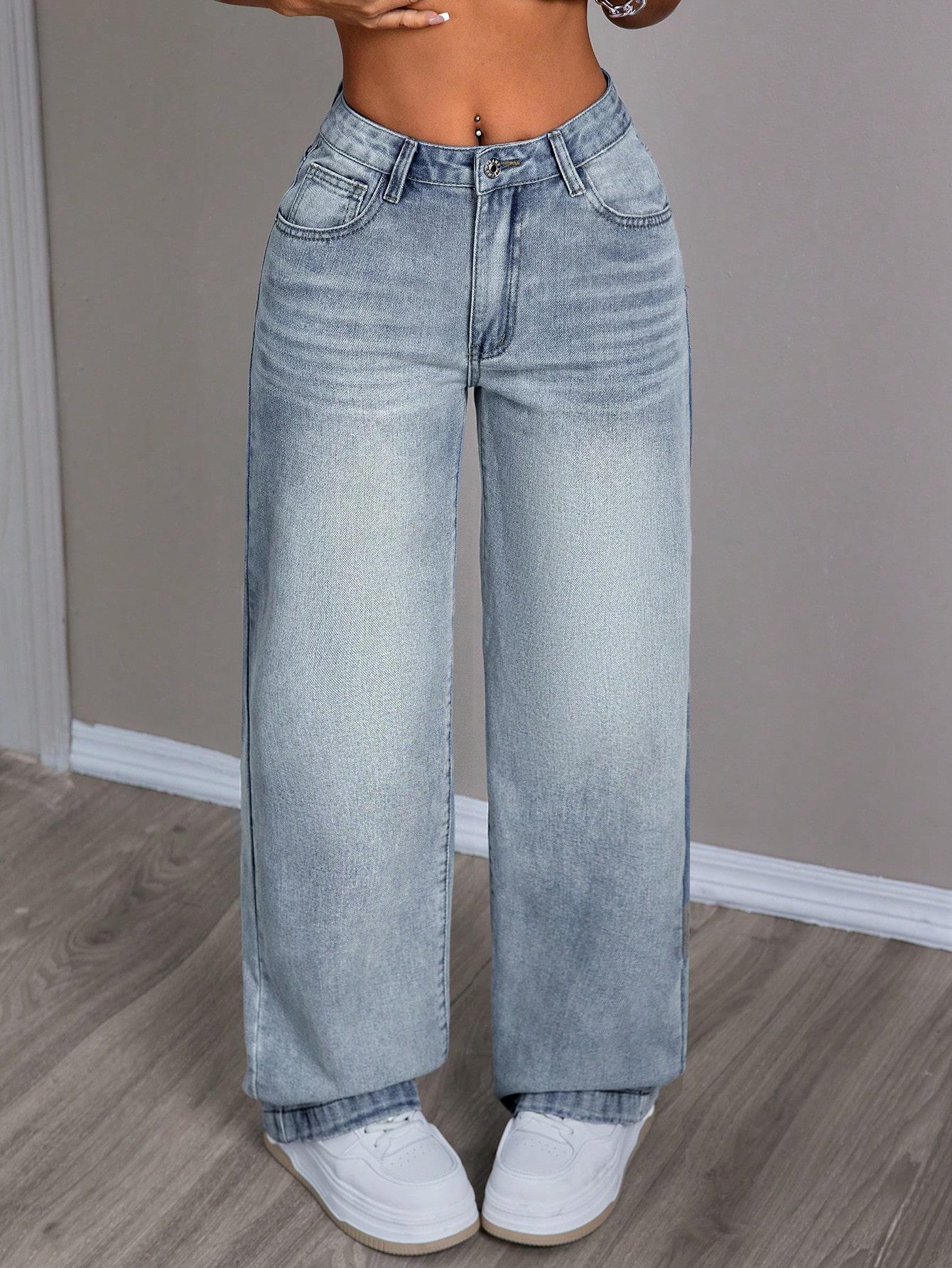 SHEIN SPODNIE JEANS PROSTA NOGAWKA S06__S