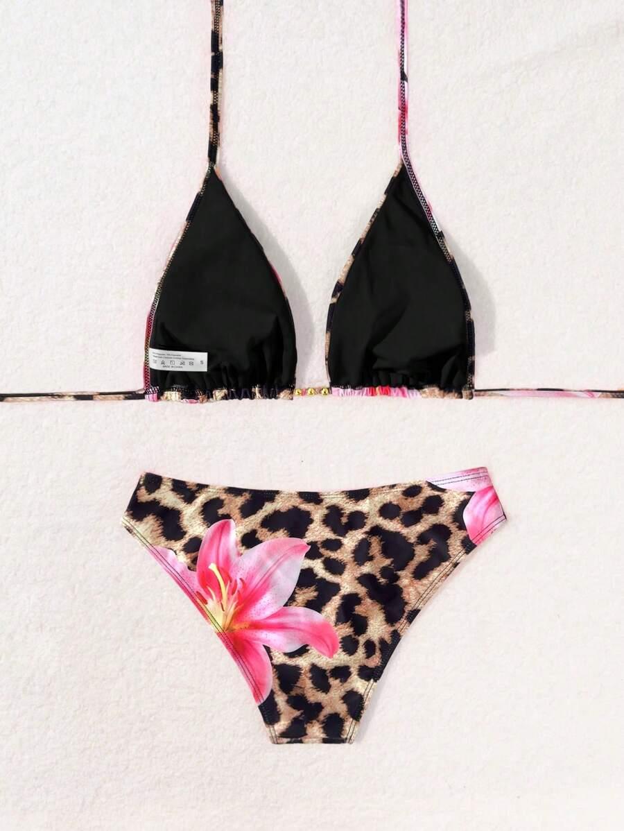 SHEIN DWUCZĘŚCIOWY STRÓJ KĄPIELOWY ANIMAL PRINT S09__M