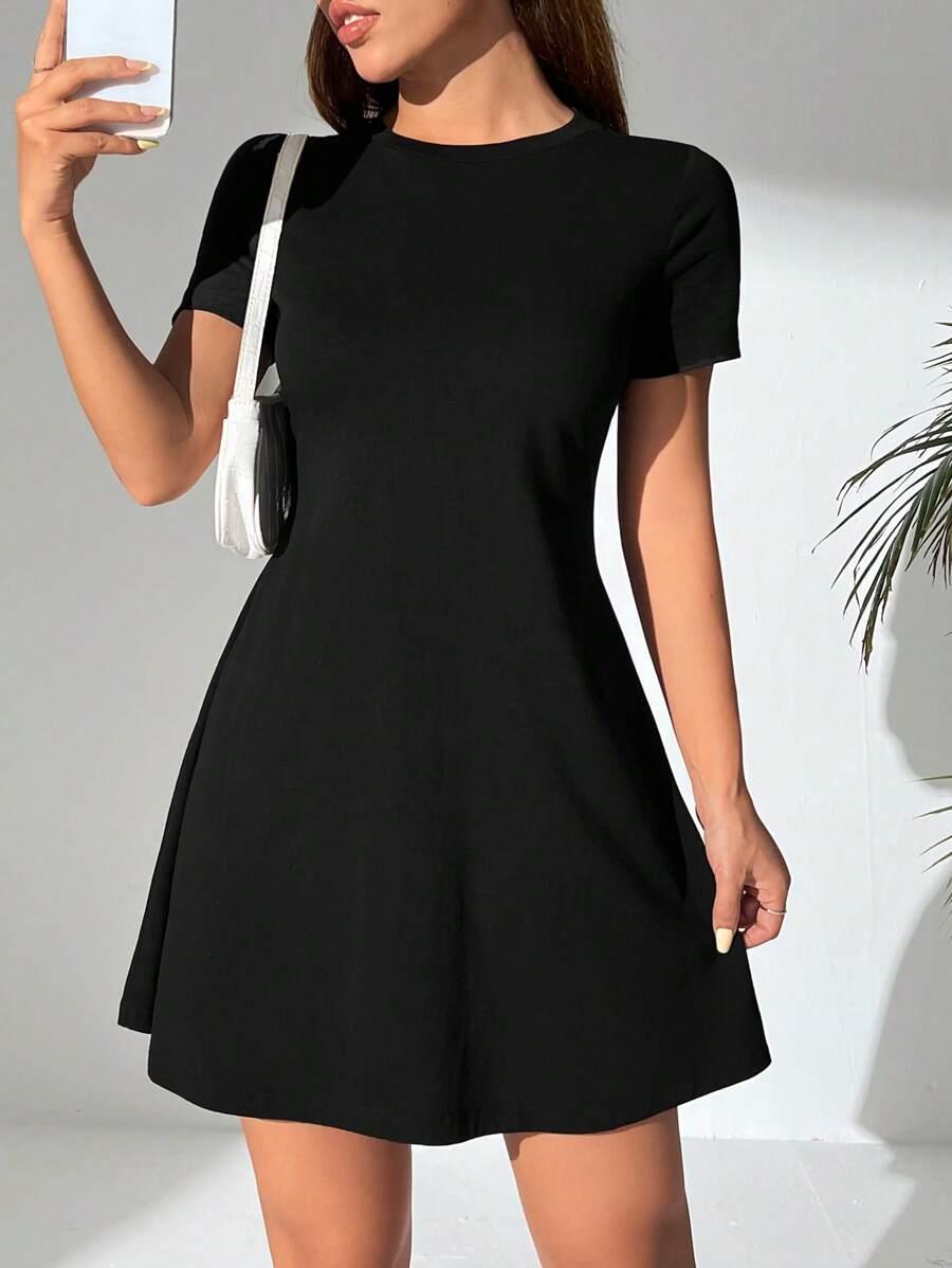 SHEIN CZARNA MINI SUKIENKA KRÓTKI RĘKAW S06__L