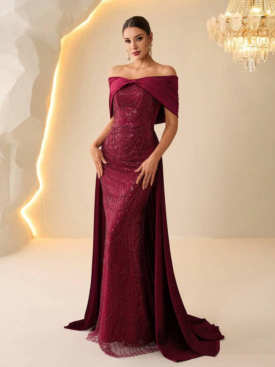 SHEIN BORDOWA MAXI SUKIENKA ZDOBIENIA S06__XL