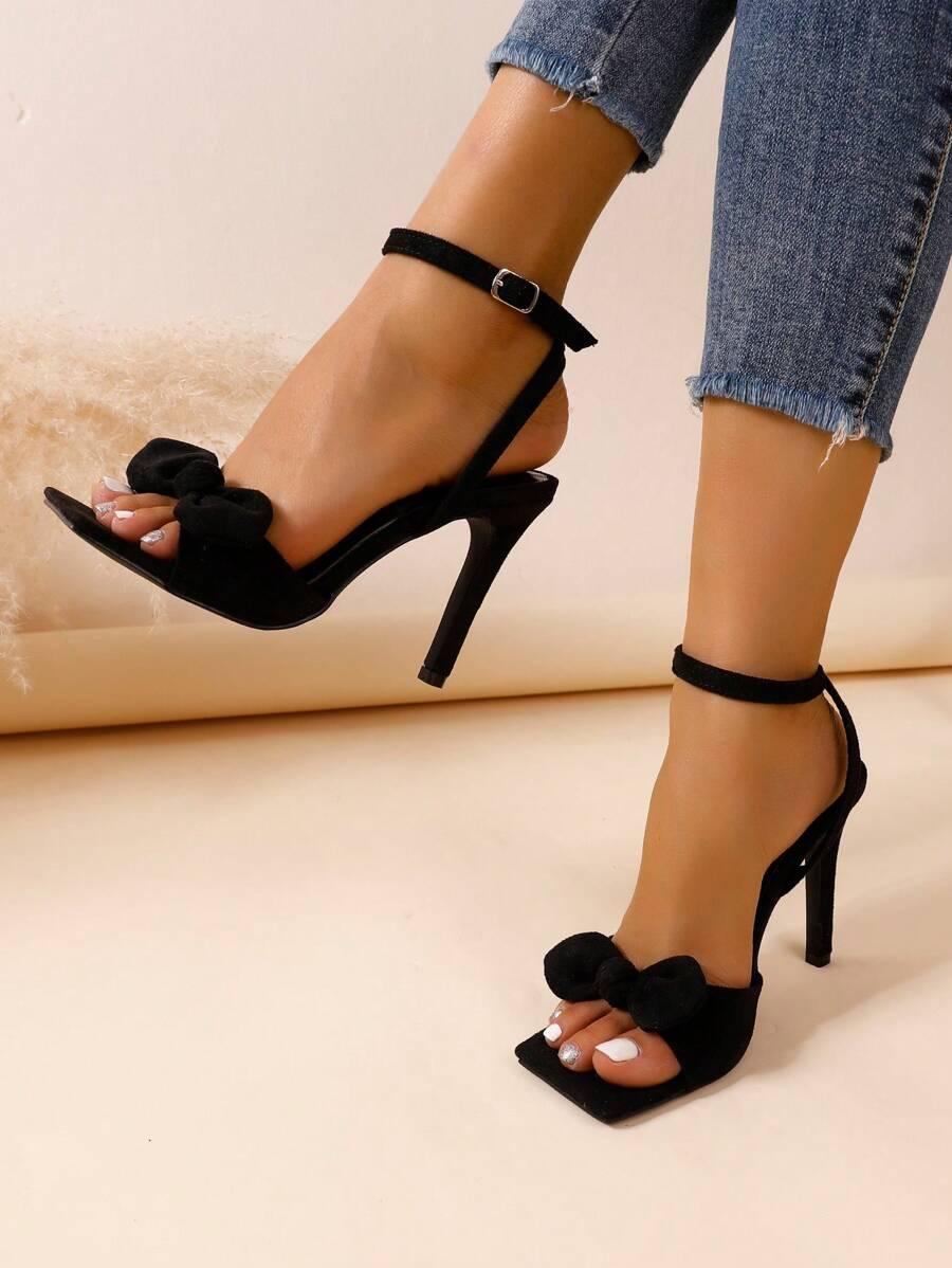SHEIN CZARNE SANDAŁY NA OBCASIE S06__34