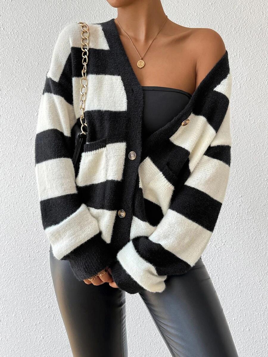 SHEIN SWETER KONTRAST PASKI S06__L