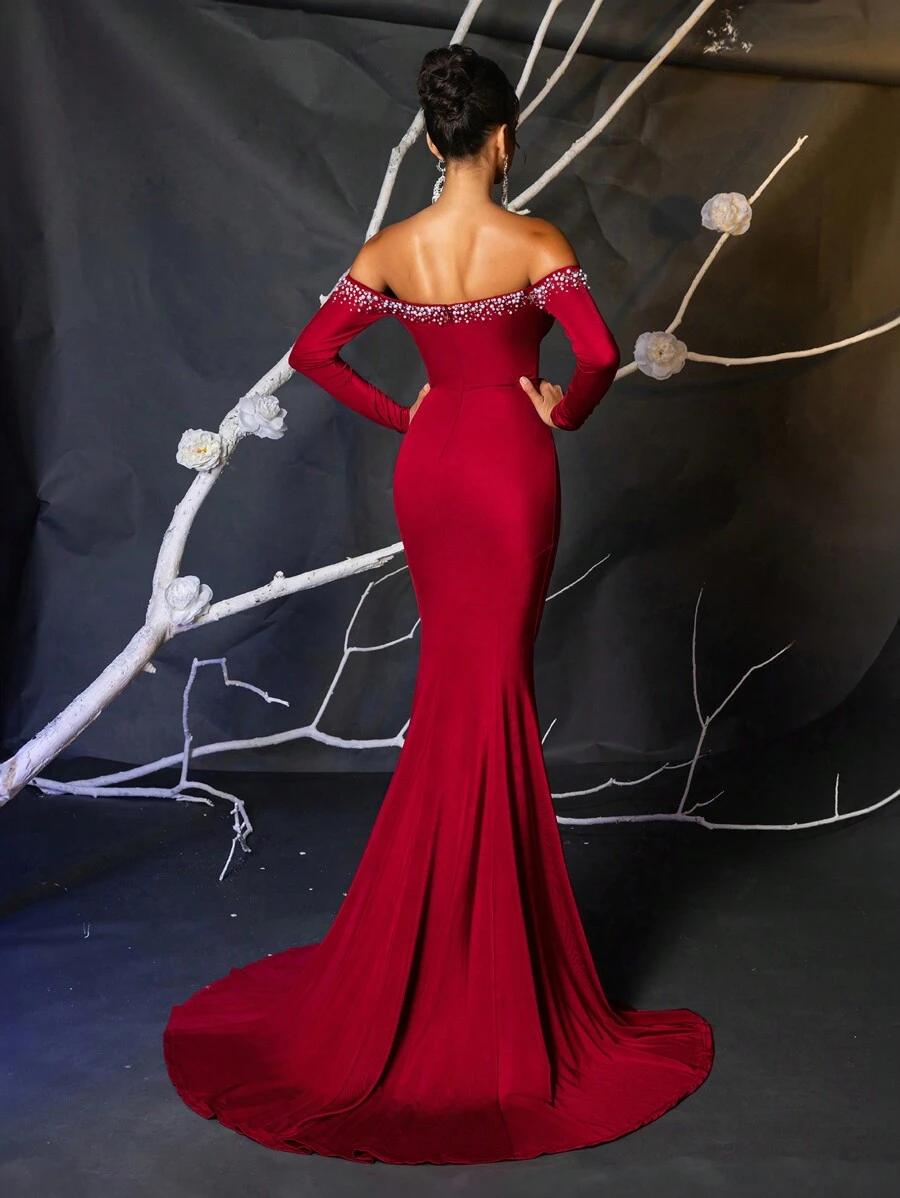 SHEIN CZERWONA MAXI SUKIENKA S06__S