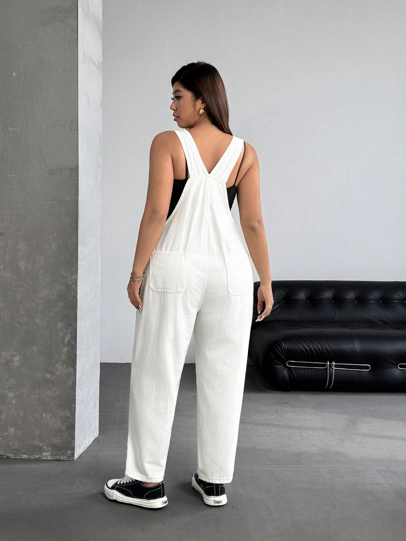 SHEIN BIAŁE OGRODNICZKI JEANS S06__XXL