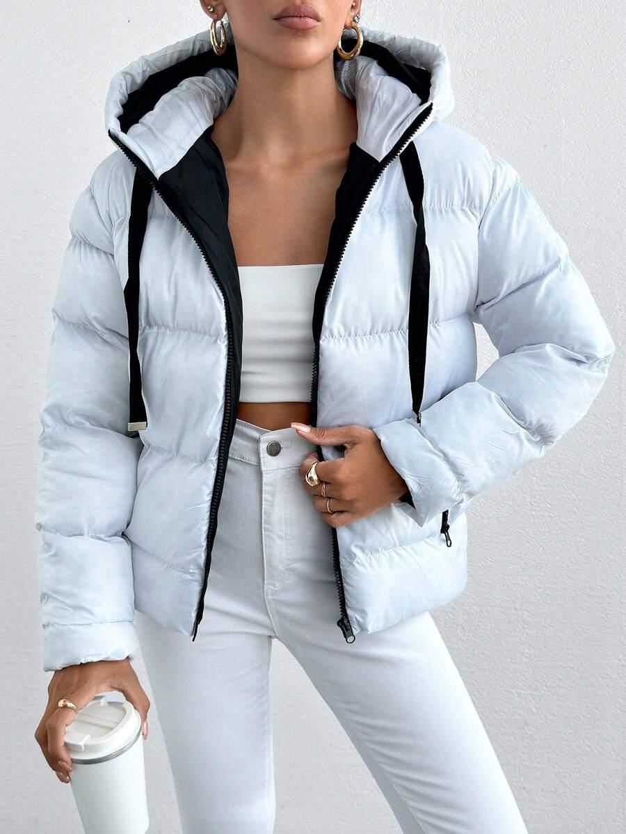 SHEIN BIAŁA PIKOWANA KURTKA W01__L