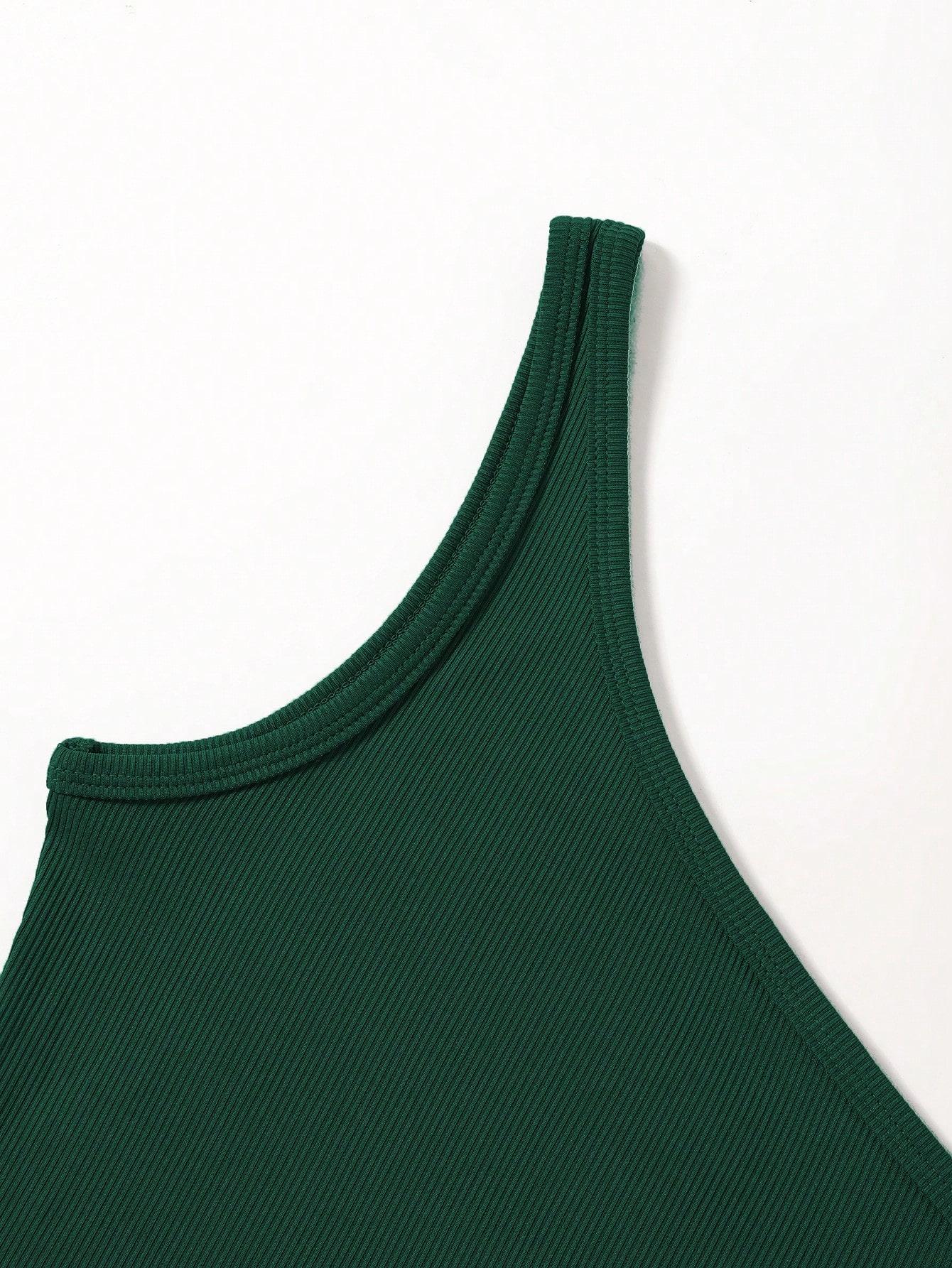SHEIN ZIELONY TOP PRĄŻKI DZIANINA S06__M