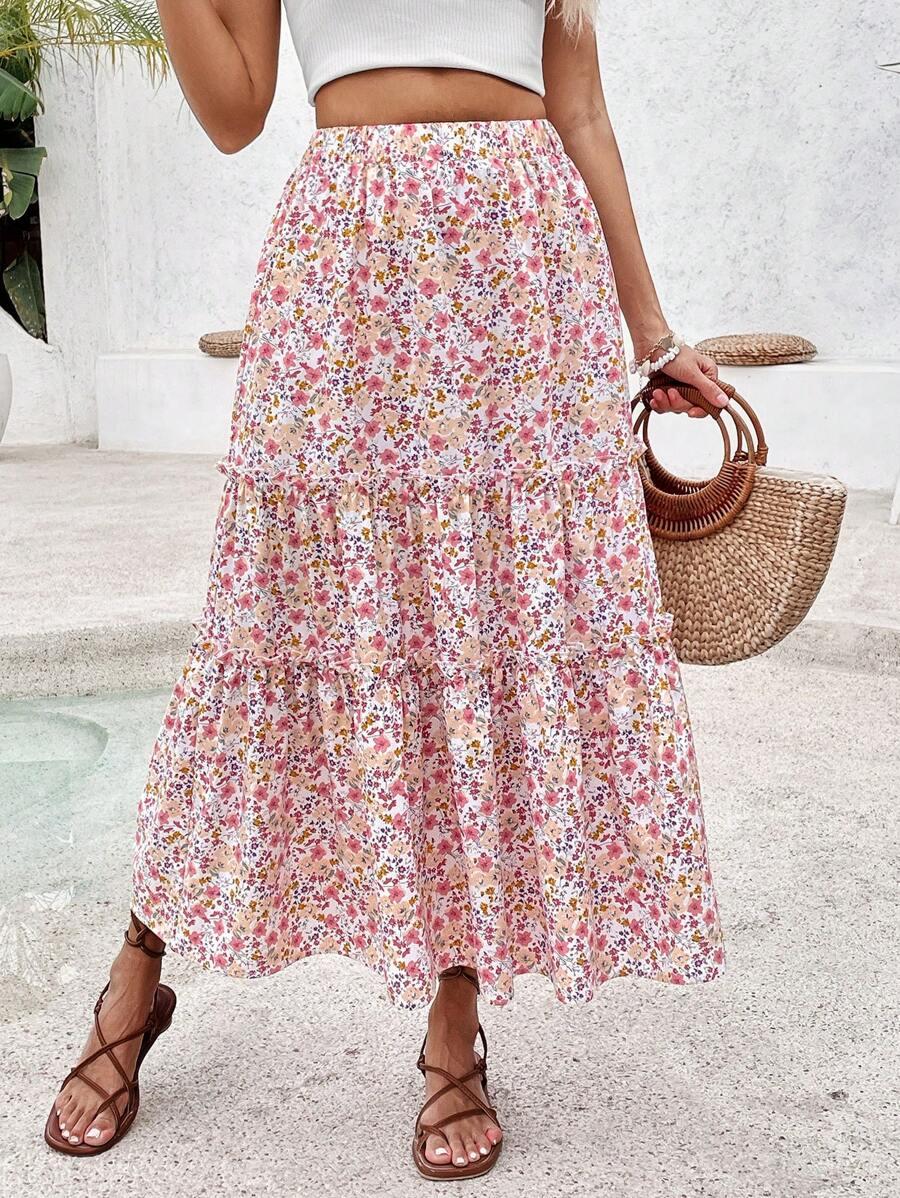 SHEIN MAXI SPÓDNICA KWIATY S06__XS
