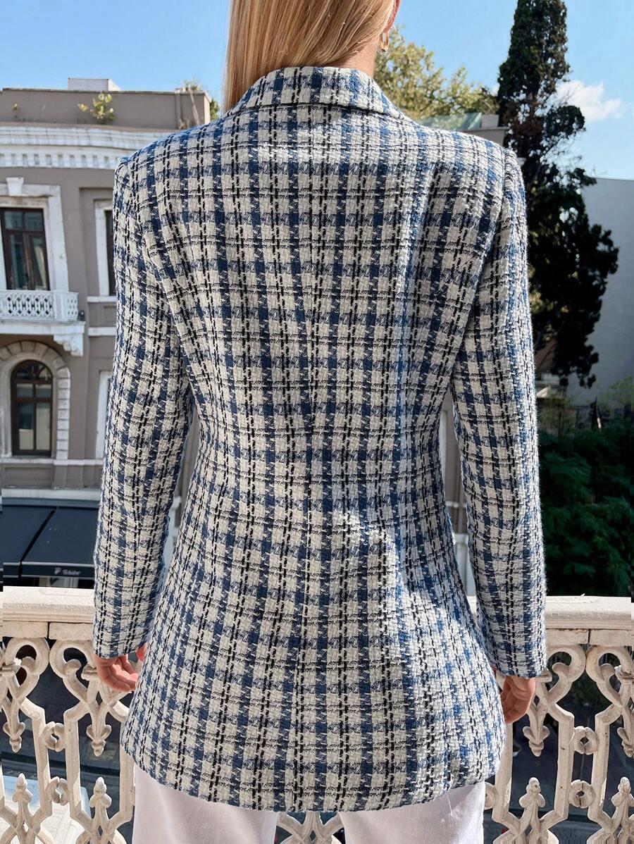 SHEIN MARYNARKA GUZIKI WZÓR PEPITKA S06__XXXL