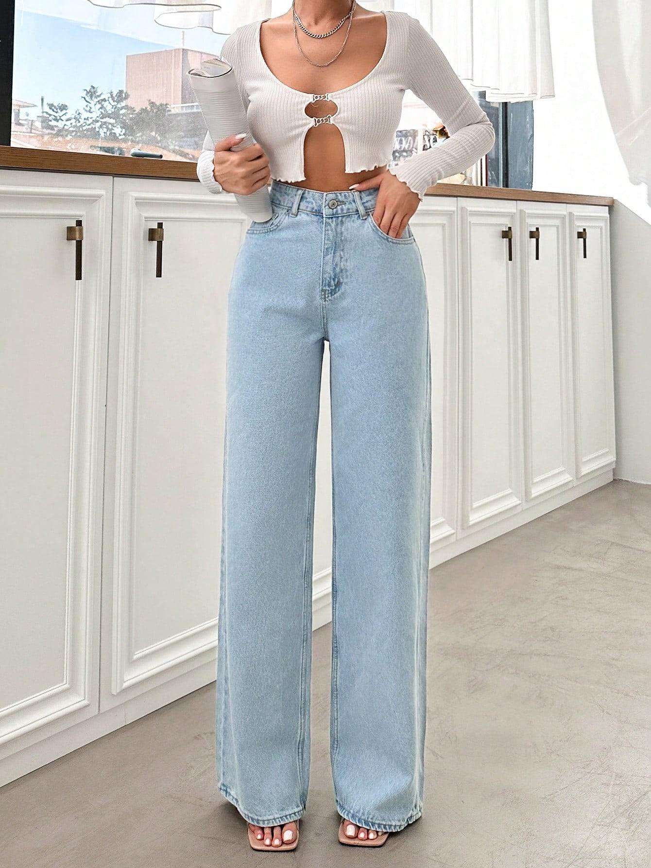 SHEIN NIEBIESKIE SPODNIE JEANS WYSOKI STAN PK01__S