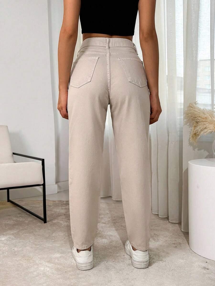 EURMUSE BEŻOWE SPODNIE JEANS S06__S