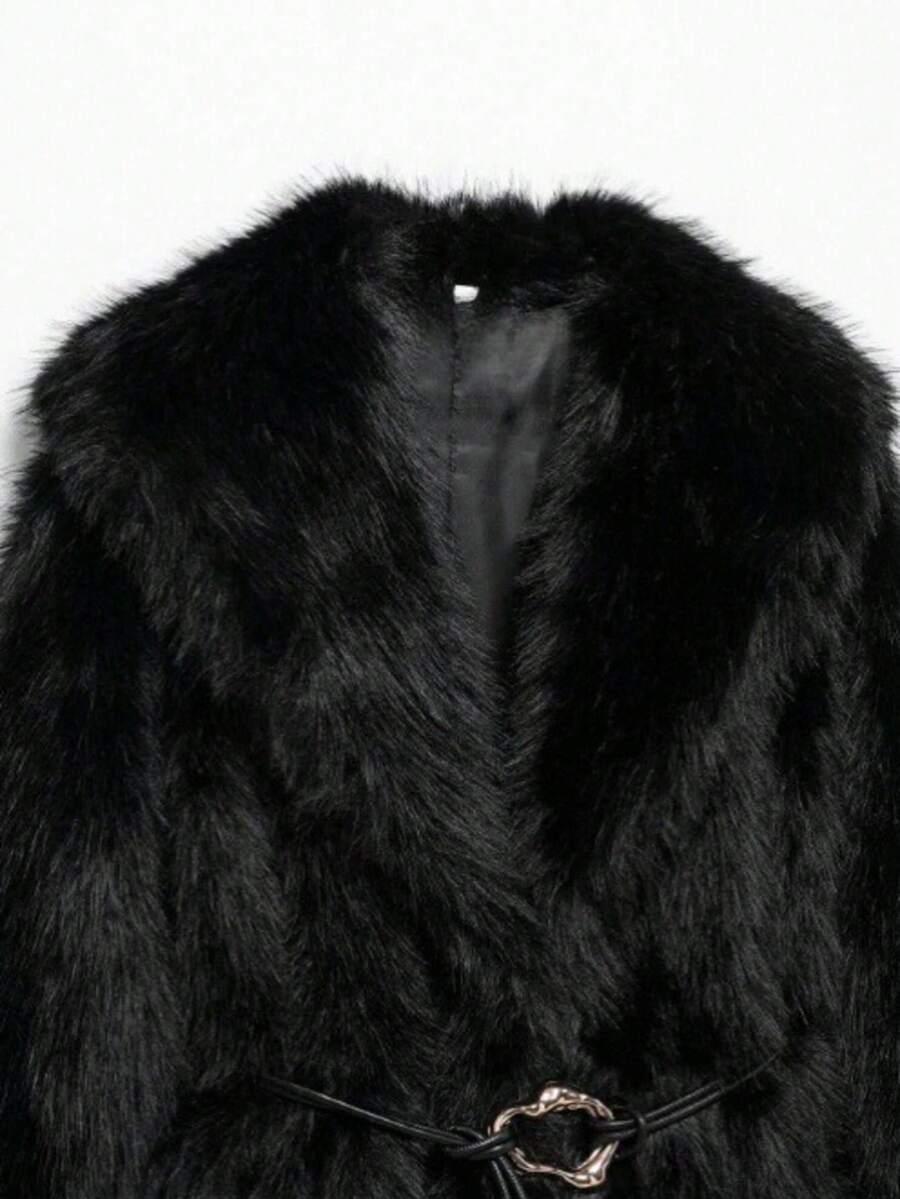 SHEIN CZARNE SZTUCZNE FUTRO W01__M
