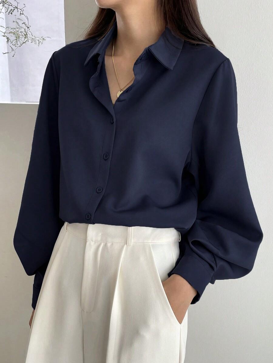 SHEIN GRANATOWA KOSZULA GUZIKI S06__S
