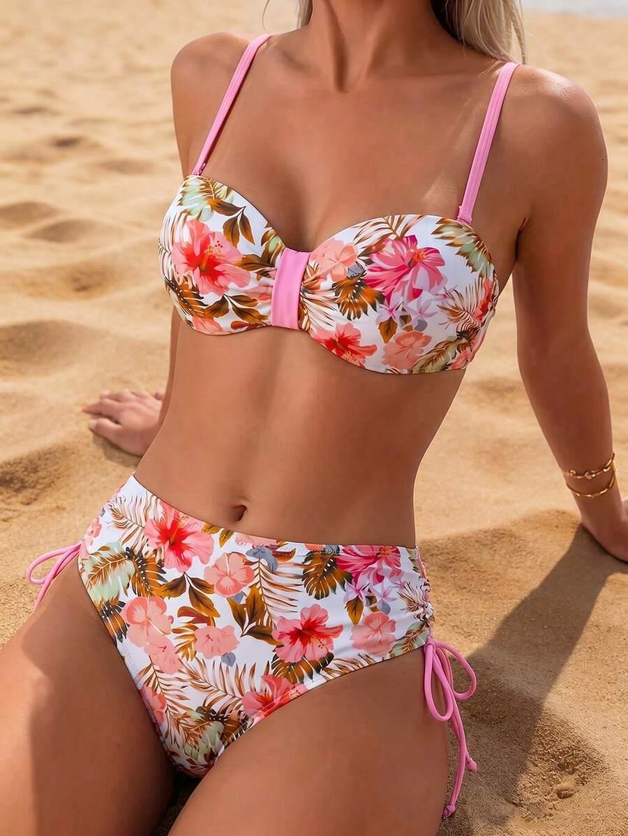 SHEIN DWUCZĘŚCIOWY STRÓJ KĄPIELOWY WZÓR KWIATY S09__S