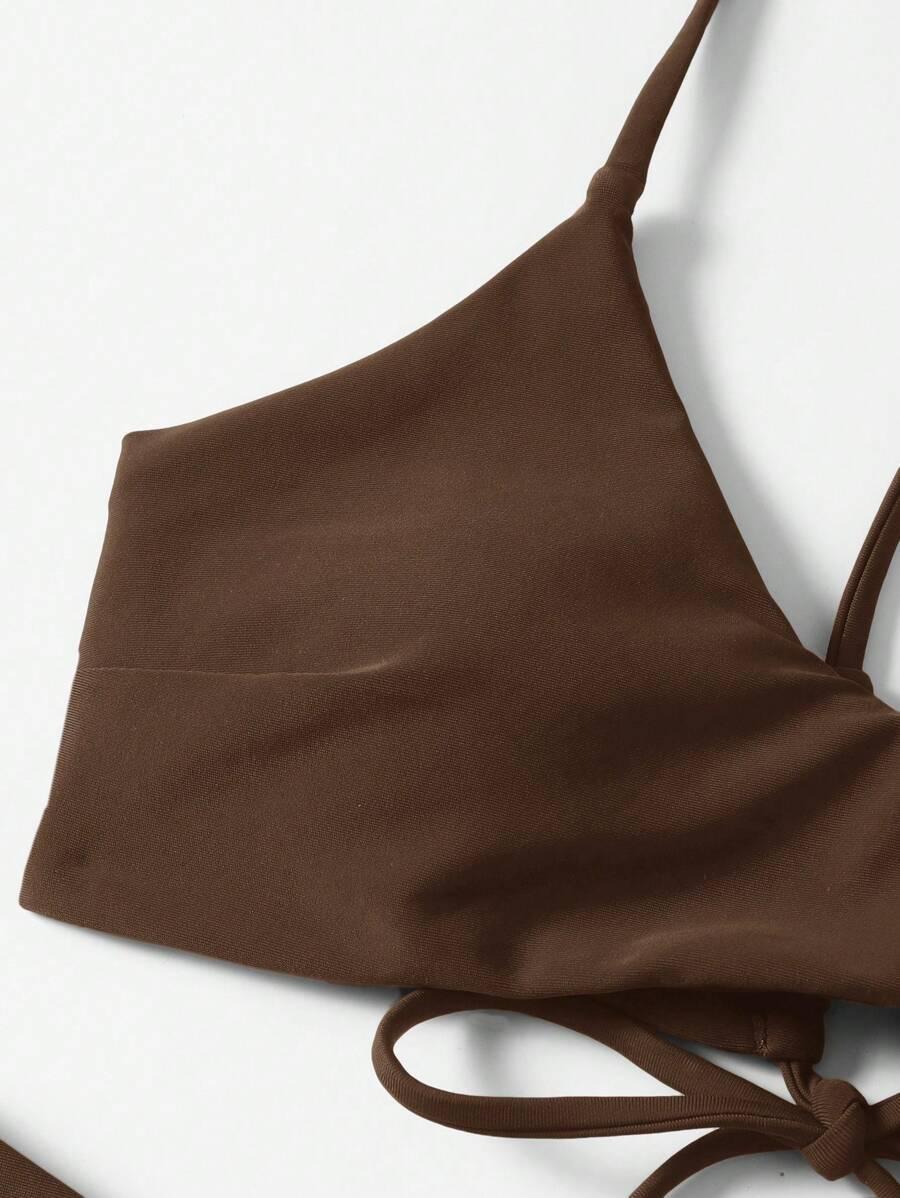 SHEIN BRĄZOWY DWUCZĘŚCIOWY STRÓJ KĄPIELOWY S09__S